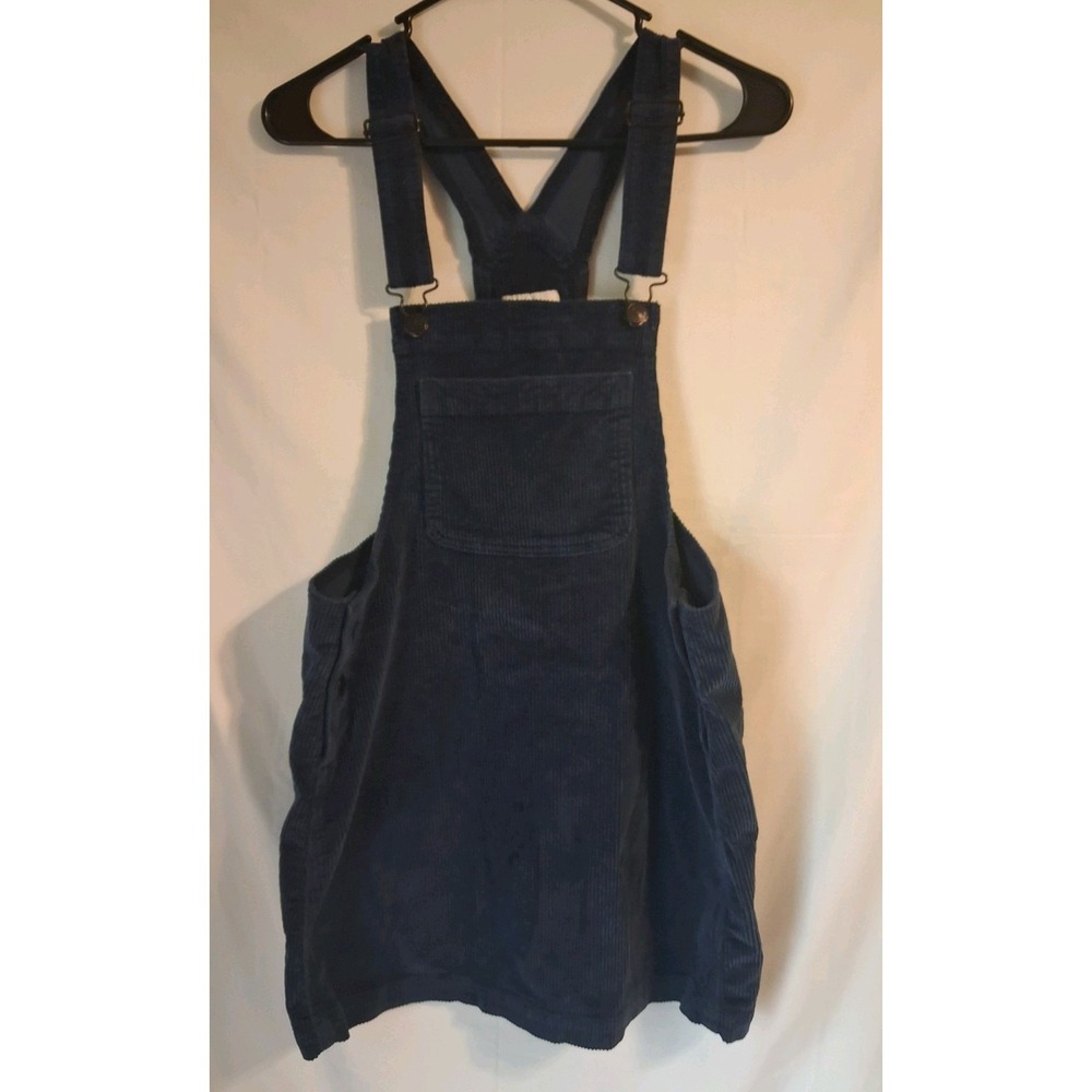 American Eagle Overall Dress Womens Small Blue Corduroy Mini Boho Festival - Picture 1 of 8